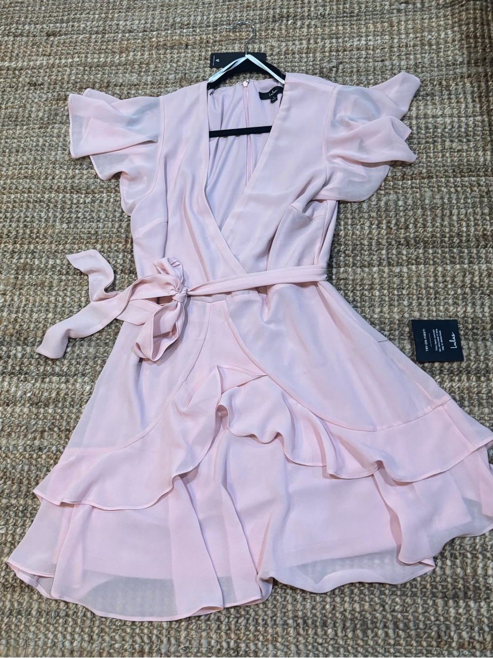 Lulu's Blush Pink Ruffle Wrap Mini Dress